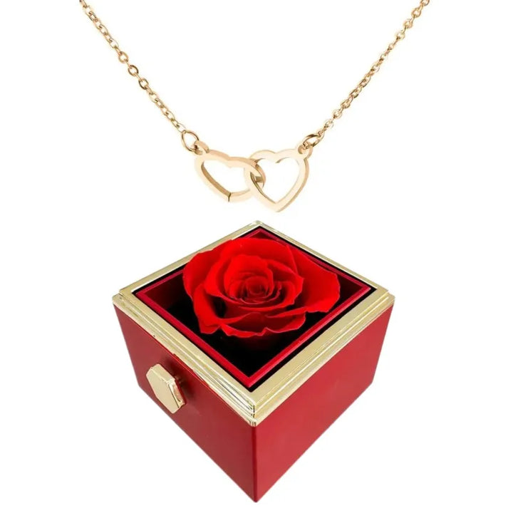 Rose Gift Box Engraved Heart Necklace